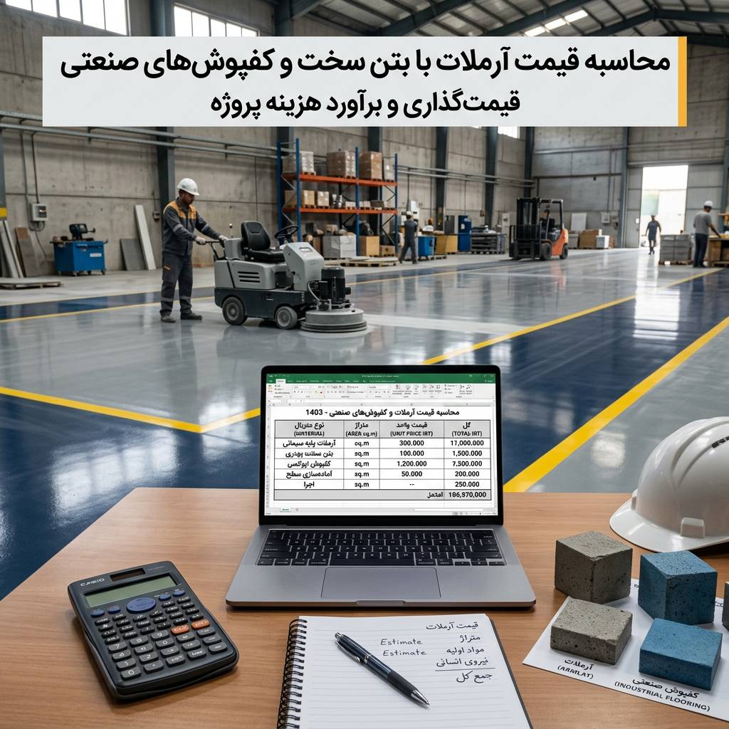 محاسبه قیمت آرملات با بتن سخت و کفپوش‌های صنعتی